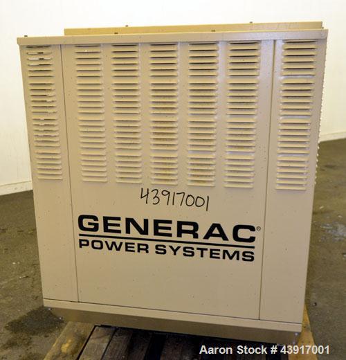 Used Generac 60 kW Standby Natural Gas Generator Set, Model 6505970200, Serial #2088157. 3/60/120/208V, 200 Amp mainline circuit breaker. Weather enclosure. 115 Hours. Year 2006. Passed load test 11/...
