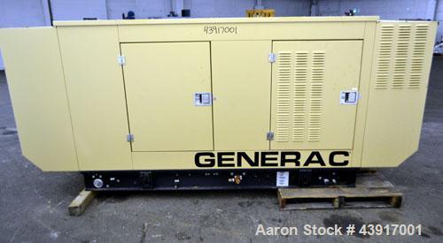 Used Generac 60 kW Standby Natural Gas Generator Set, Model 6505970200, Serial #2088157. 3/60/120/208V, 200 Amp mainline circuit breaker. Weather enclosure. 115 Hours. Year 2006. Passed load test 11/...