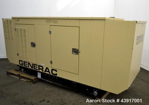 Used Generac 60 kW Standby Natural Gas Generator Set, Model 6505970200, Serial #2088157. 3/60/120/208V, 200 Amp mainline circuit breaker. Weather enclosure. 115 Hours. Year 2006. Passed load test 11/...