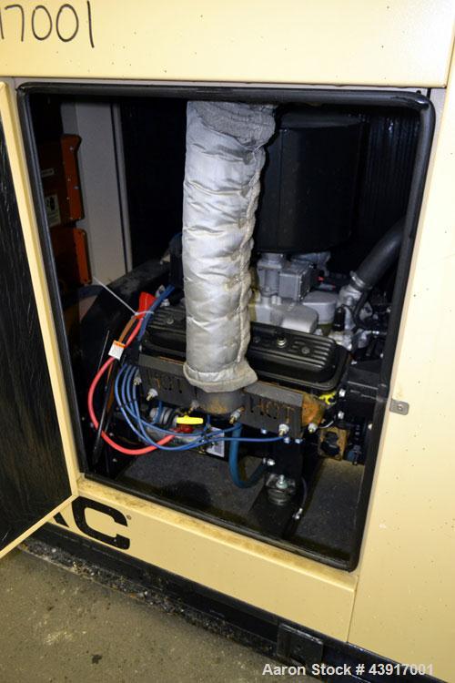 Used Generac 60 kW Standby Natural Gas Generator Set, Model 6505970200, Serial #2088157. 3/60/120/208V, 200 Amp mainline circuit breaker. Weather enclosure. 115 Hours. Year 2006. Passed load test 11/...