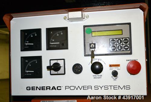 Used Generac 60 kW Standby Natural Gas Generator Set, Model 6505970200, Serial #2088157. 3/60/120/208V, 200 Amp mainline circuit breaker. Weather enclosure. 115 Hours. Year 2006. Passed load test 11/...