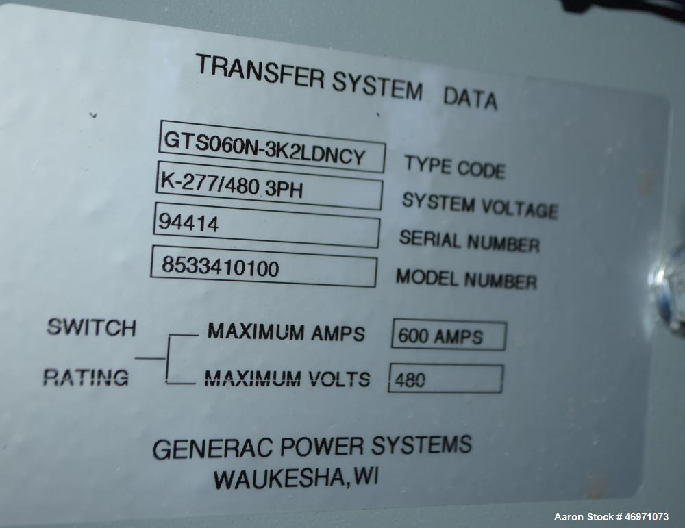 Used- Generac Power Systems 300 KW Diesel Generator Set. Model 8533410200, type code SD0300-K369.0D18HPYY C, serial# 2094495...