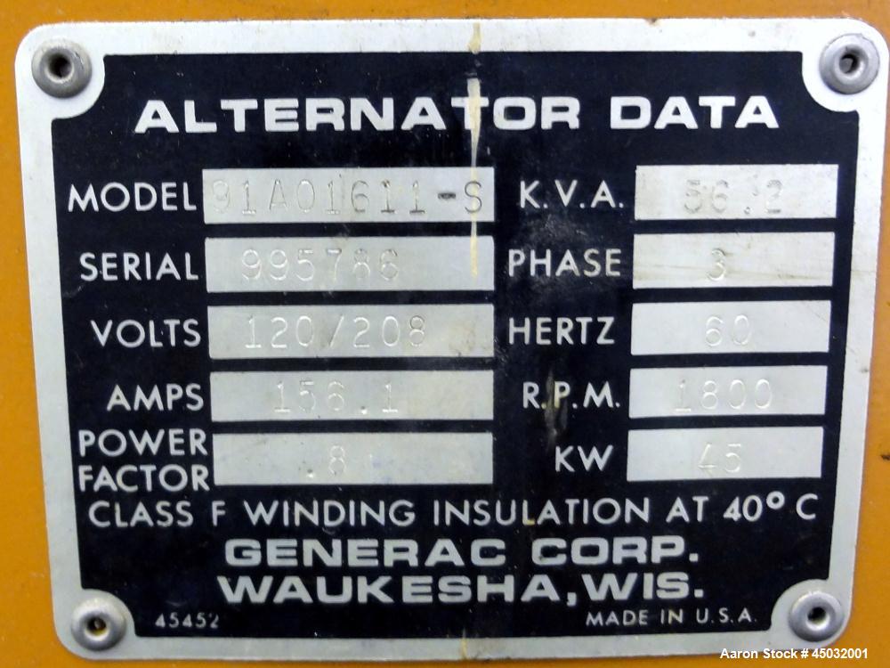 Used- Generac 45 kW standby natural gas generator