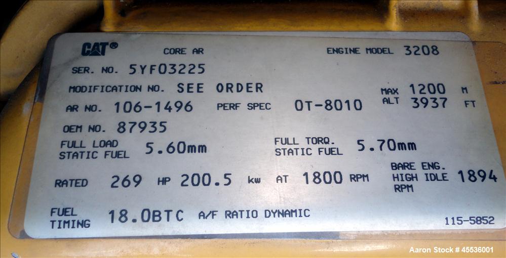 Used Caterpillar / Olympian 150 kW Standby Diesel Generator Set, Model 96A06195S
