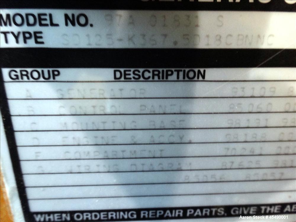 Used 125 kW Generac Diesel Generator Set, Model 97A01831-S