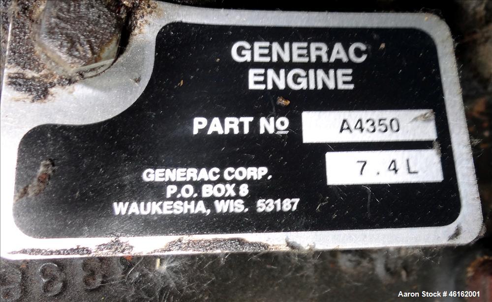 Used- Generac 100kW standby natural gas generator. GM 7.4 Liter engine.