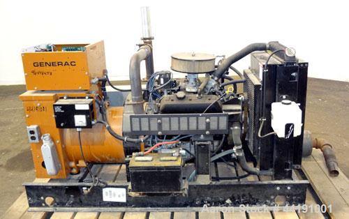 Used Generac 45 kW Natural Gas Generator Set. Generac model 98A06656-S, serial #2045168. Generac 4.3L engine. 3/60/120/240V. 100 Amp mainline circuit breaker. Battery charger. Muffler ships loose. 32...