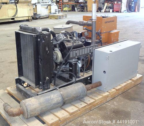 Used Generac 45 kW Natural Gas Generator Set. Generac model 98A06656-S, serial #2045168. Generac 4.3L engine. 3/60/120/240V. 100 Amp mainline circuit breaker. Battery charger. Muffler ships loose. 32...