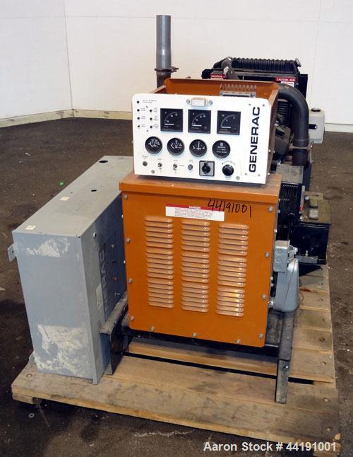 Used Generac 45 kW Natural Gas Generator Set. Generac model 98A06656-S, serial #2045168. Generac 4.3L engine. 3/60/120/240V. 100 Amp mainline circuit breaker. Battery charger. Muffler ships loose. 32...