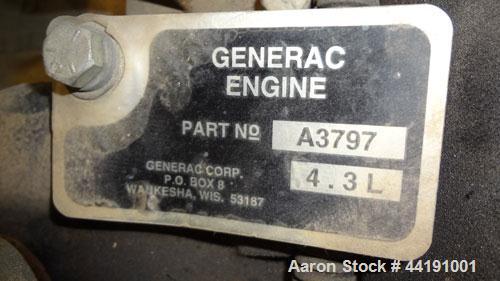 Used Generac 45 kW Natural Gas Generator Set. Generac model 98A06656-S, serial #2045168. Generac 4.3L engine. 3/60/120/240V. 100 Amp mainline circuit breaker. Battery charger. Muffler ships loose. 32...