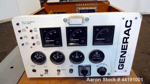 Used Generac 45 kW Natural Gas Generator Set. Generac model 98A06656-S, serial #2045168. Generac 4.3L engine. 3/60/120/240V. 100 Amp mainline circuit breaker. Battery charger. Muffler ships loose. 32...