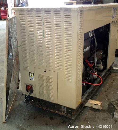 Used Generac 50 kW prime rated natural gas generator set, model DG 50 SN-3675473. Generac 5.7L engine rated 74 HP @ 1800 RPM. 3/60/120/208V. 200 Amp main-line circuit breaker. Weather enclosure. 49 h...