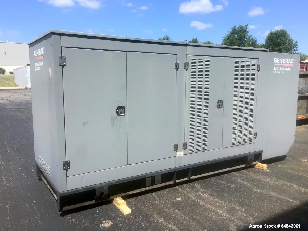 Used Generac Natural Gas Generator, Model MG0300. 300 KW. Enclosed OH0924 Engine. Weather Enclosure. Eaton Inline 630 Amp Breaker. Coolant Heater. Built 2012. 3/60/277/480V. 160 hours Reported. Seria...