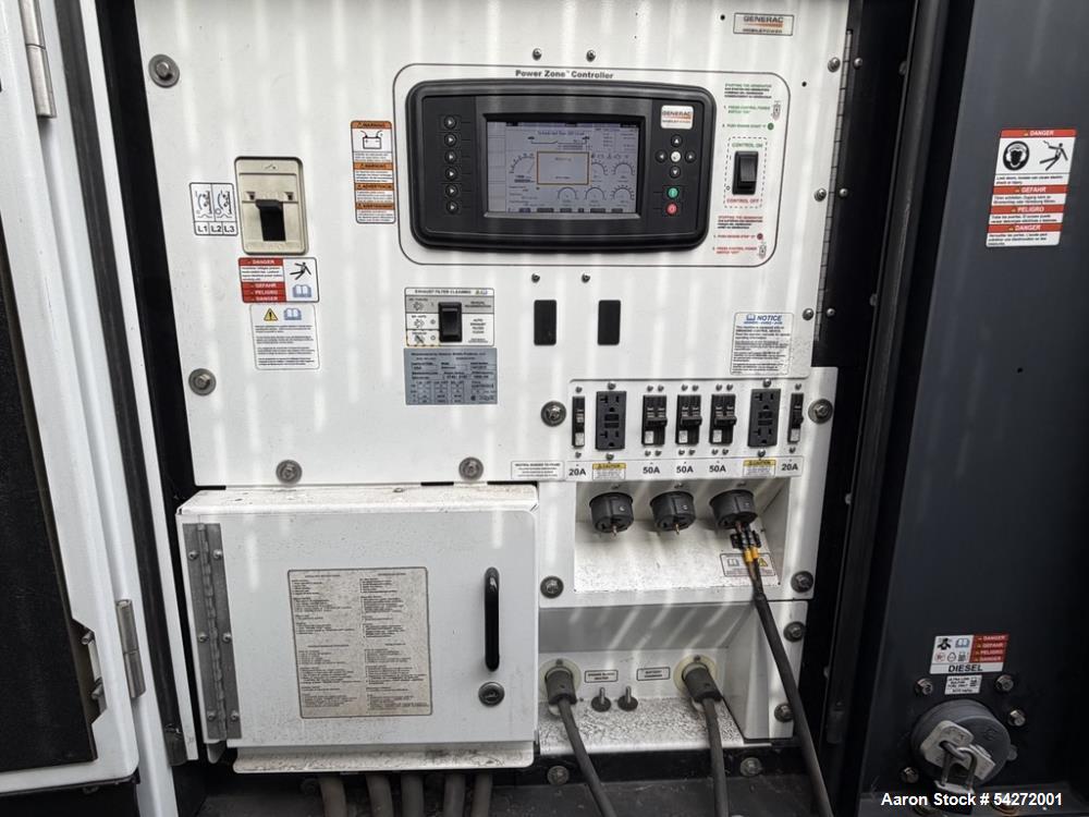 Used Generac Magnum MMG100, serial number 1412212, with only 48.6 hours of operation. It is powered by a John Deere 4045HFG92 engine (serial number PE4045R058275) featuring a 4.5L displacement and AT...