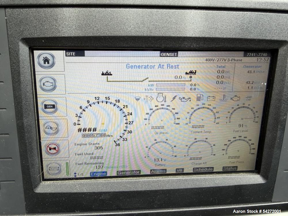 Used Generac Magnum MMG100, serial number 1412212, with only 48.6 hours of operation. It is powered by a John Deere 4045HFG92 engine (serial number PE4045R058275) featuring a 4.5L displacement and AT...