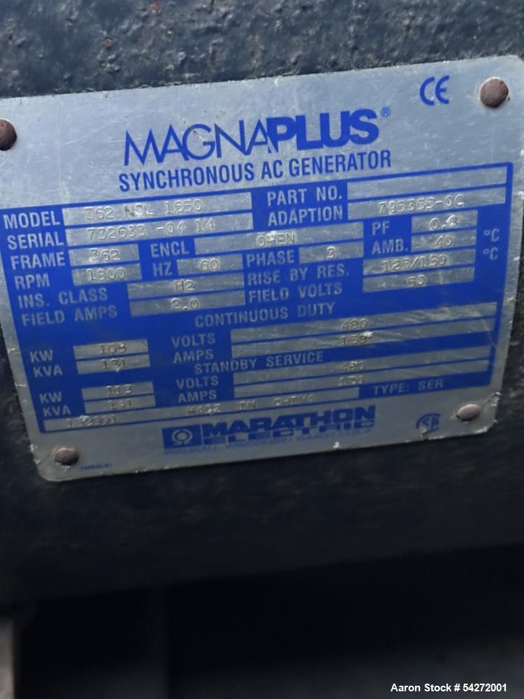 Used Generac Magnum MMG100, serial number 1412212, with only 48.6 hours of operation. It is powered by a John Deere 4045HFG92 engine (serial number PE4045R058275) featuring a 4.5L displacement and AT...