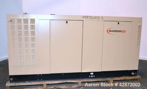 Used Generac 100 kW Natural Gas Generator Set,Model QT10054ANSN Serial 4846527, 1/60/120/240V. 450 Amp main-line circuit breaker. Weather Enclosure, Year 2007, 0.6 Hours.Load tested 1/4/2012.