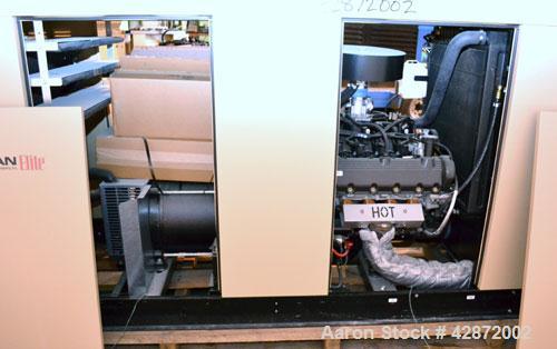 Used Generac 100 kW Natural Gas Generator Set,Model QT10054ANSN Serial 4846527, 1/60/120/240V. 450 Amp main-line circuit breaker. Weather Enclosure, Year 2007, 0.6 Hours.Load tested 1/4/2012.