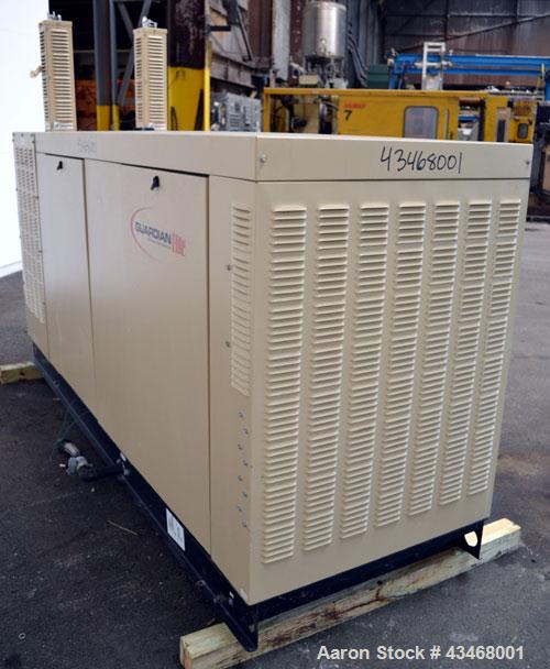 Used Generac 100 kW natural gas generator set.Model QT10068JNSN 125 KVA SN-4898862, 3/60 120/240V. 350 Amp main-line circuit breaker. Weather enclosure.UL listed generator assembly. Yr 2007.