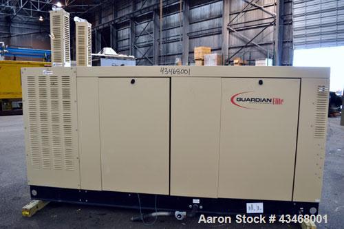 Used Generac 100 kW natural gas generator set.Model QT10068JNSN 125 KVA SN-4898862, 3/60 120/240V. 350 Amp main-line circuit breaker. Weather enclosure.UL listed generator assembly. Yr 2007.