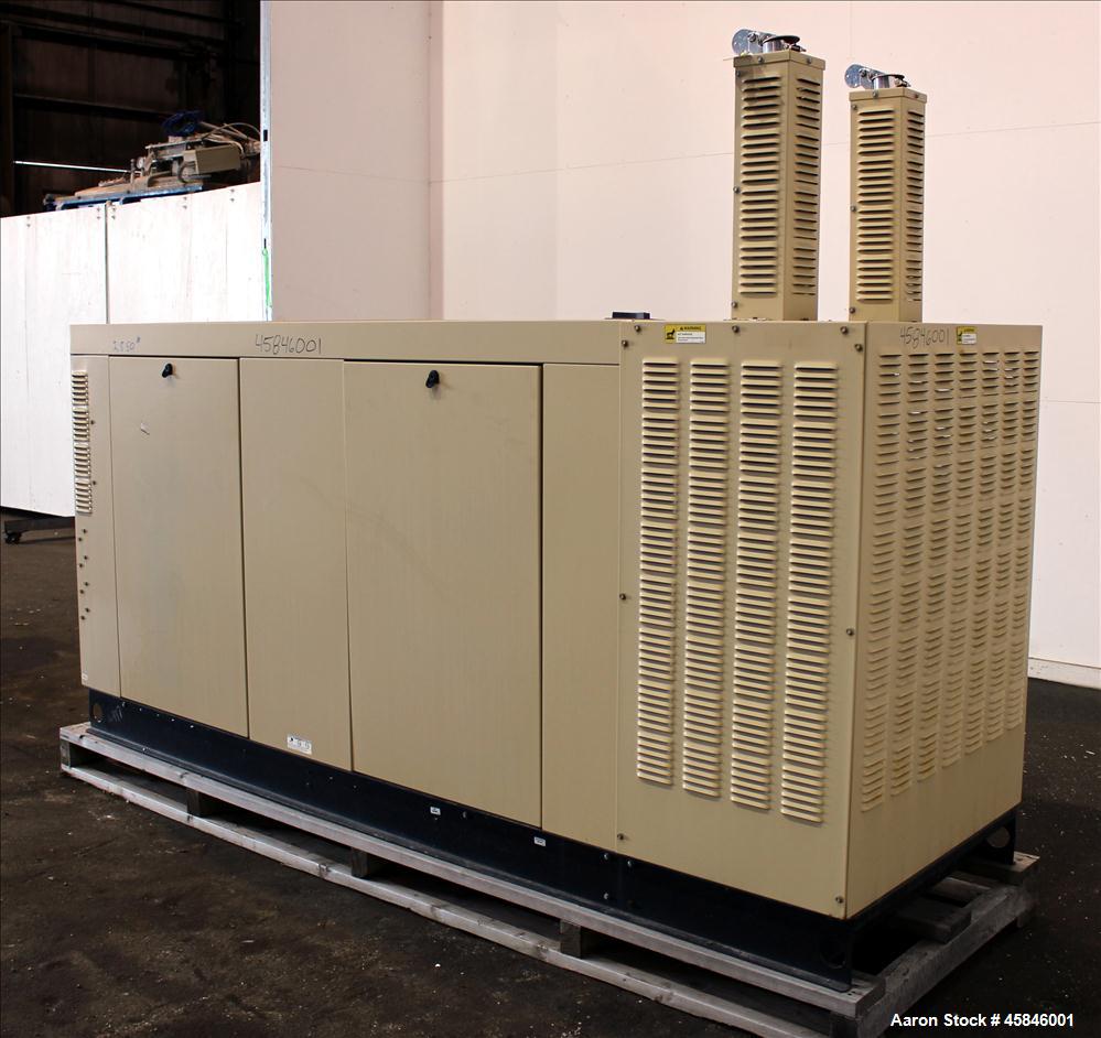 Used Generac 150 kW standby natural gas generator set, model QT15068GNSN, SN-4349093. Ford 6.8L V-10 engine rated 254 HP at 3600 RPM. 3/60/120/208V. 600 Amp main-line circuit breaker. Weather enclosu...