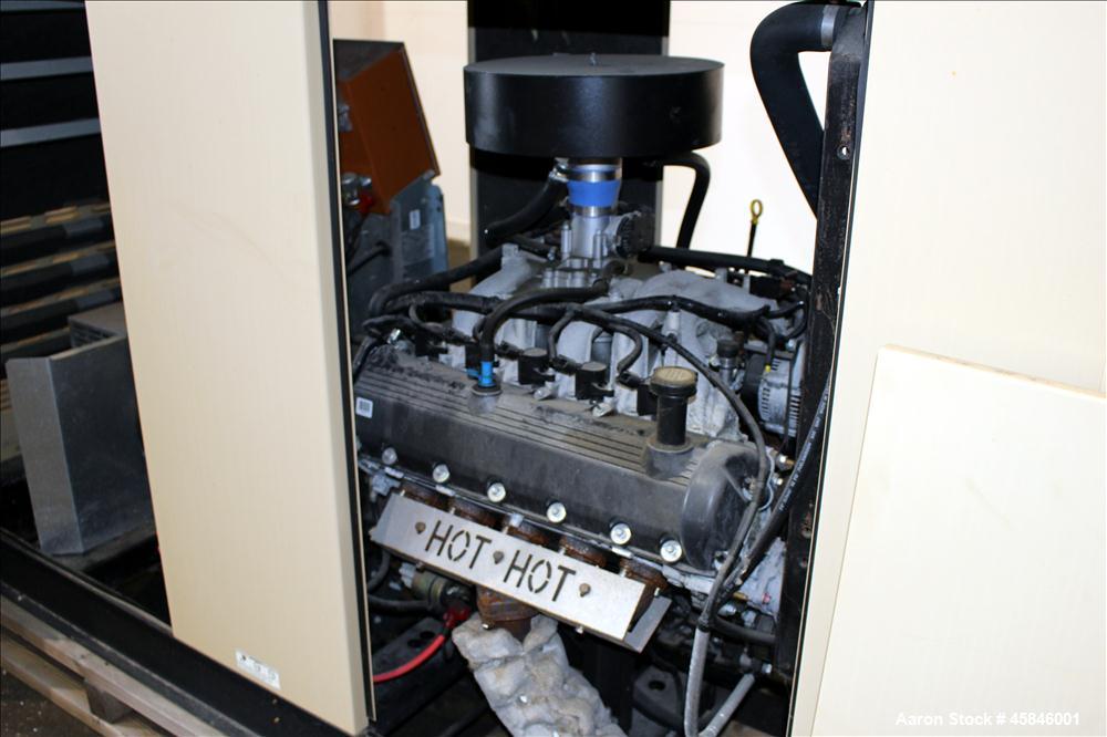 Used Generac 150 kW standby natural gas generator set, model QT15068GNSN, SN-4349093. Ford 6.8L V-10 engine rated 254 HP at 3600 RPM. 3/60/120/208V. 600 Amp main-line circuit breaker. Weather enclosu...