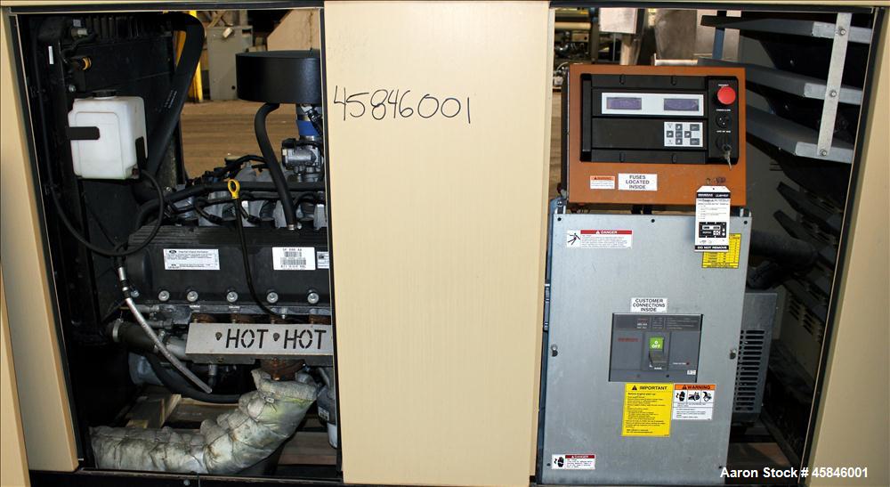 Used Generac 150 kW standby natural gas generator set, model QT15068GNSN, SN-4349093. Ford 6.8L V-10 engine rated 254 HP at 3600 RPM. 3/60/120/208V. 600 Amp main-line circuit breaker. Weather enclosu...
