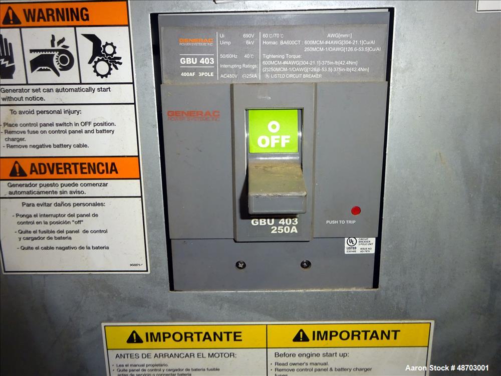 Used Generac 150kW Natural Gas Generator Set, Model QT15068KNSN, SN-4920659.
