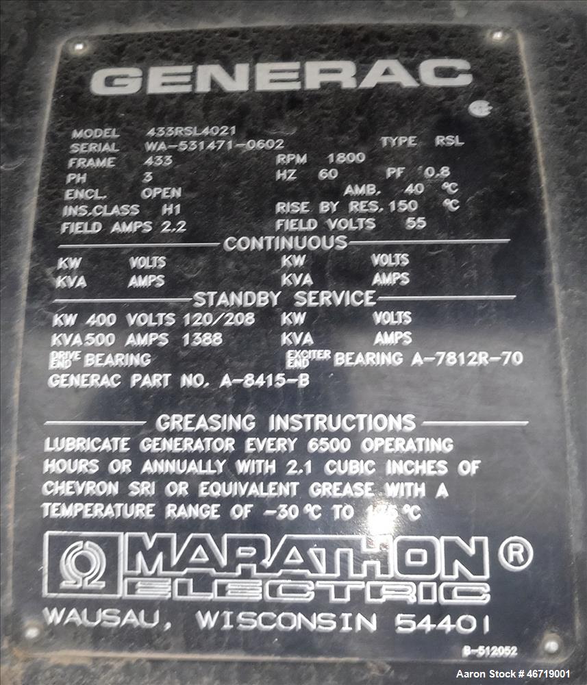 Used Generac 400 kW diesel generator, model SD400, Mitsubishi 16.0L engine