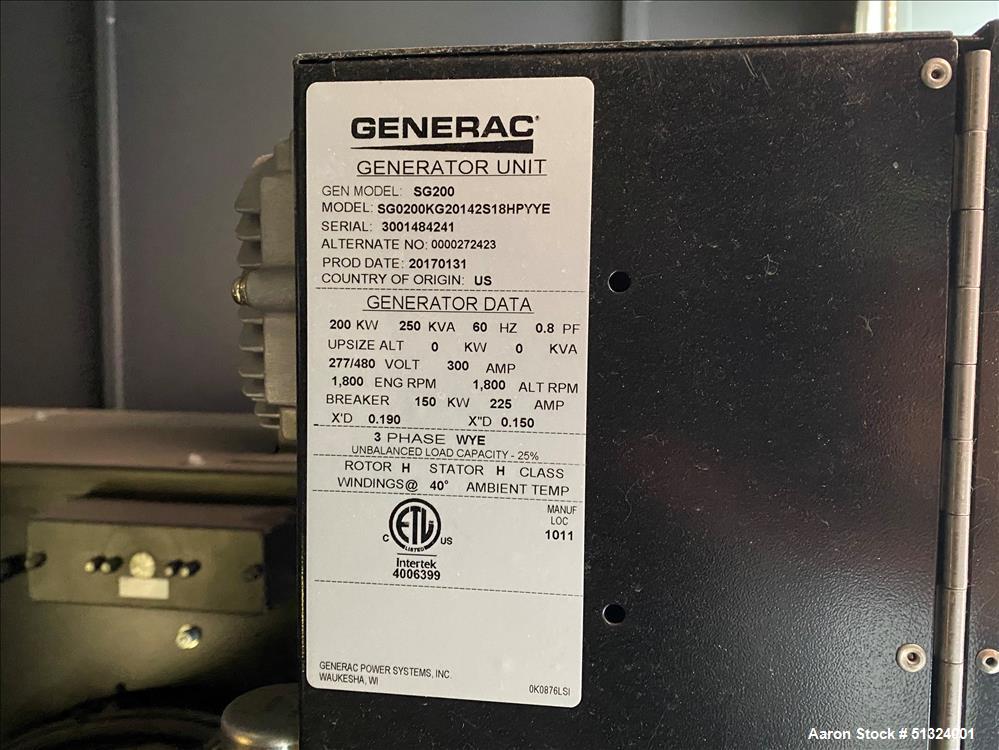 Used Generac SG200 200 kW Natural Gas Generator Set