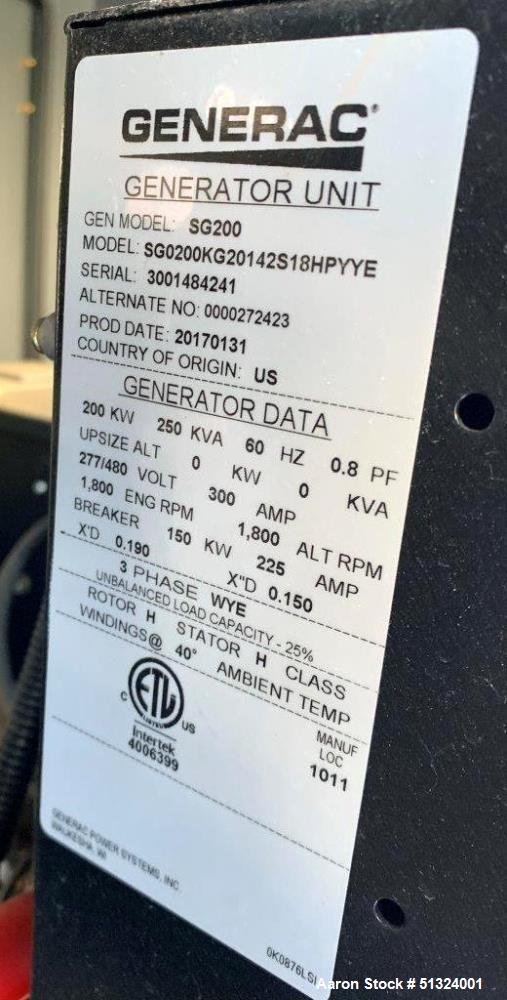 Used Generac SG200 200 kW Natural Gas Generator Set