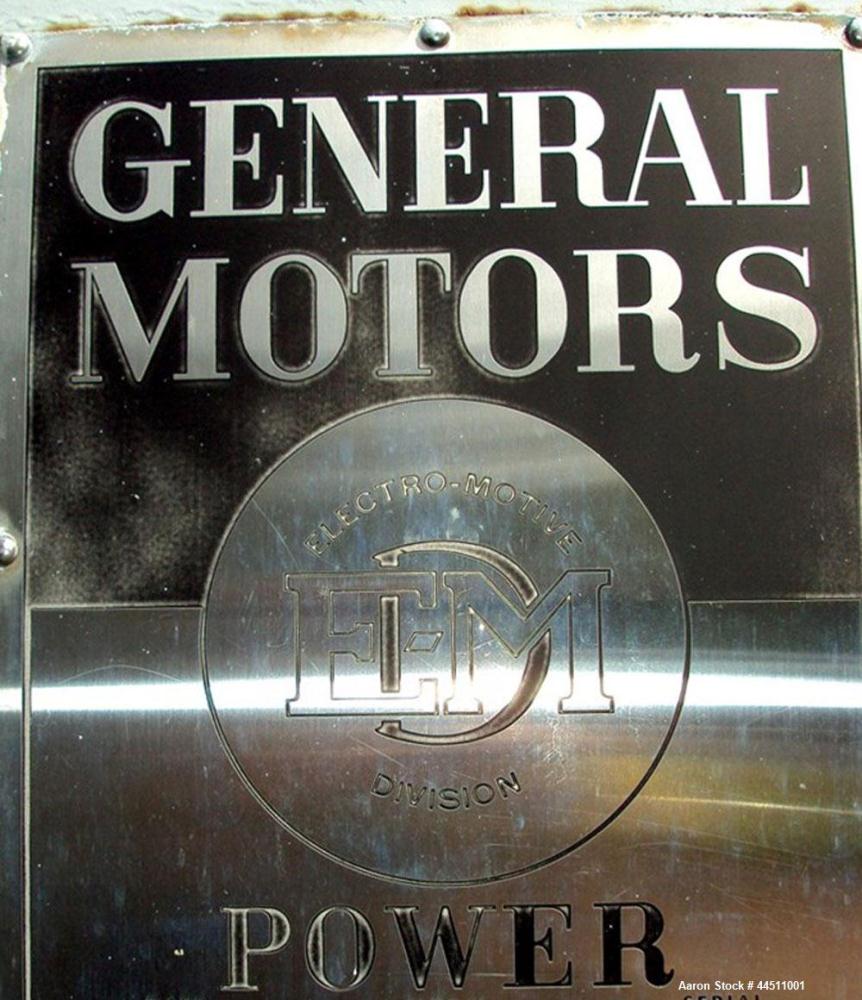 Used General Motors 2000 kW Diesel Generator Set.  EMD Model 16-567-FD4 engine rated 2875 hp @ 900 rpm, serial #70-M3-1008.  3/60/4160V.  Weather enclosure.  125 gallon day tank. Control building wit...