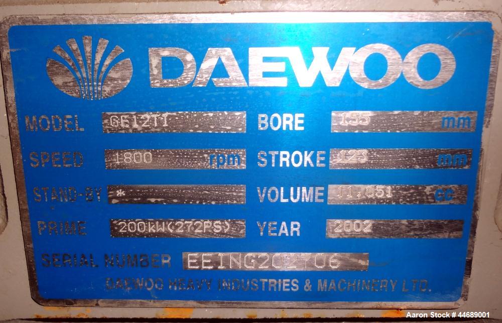 Used Hess / Daewoo 220 kW natural gas generator. Daewoo model GE12TI engine.