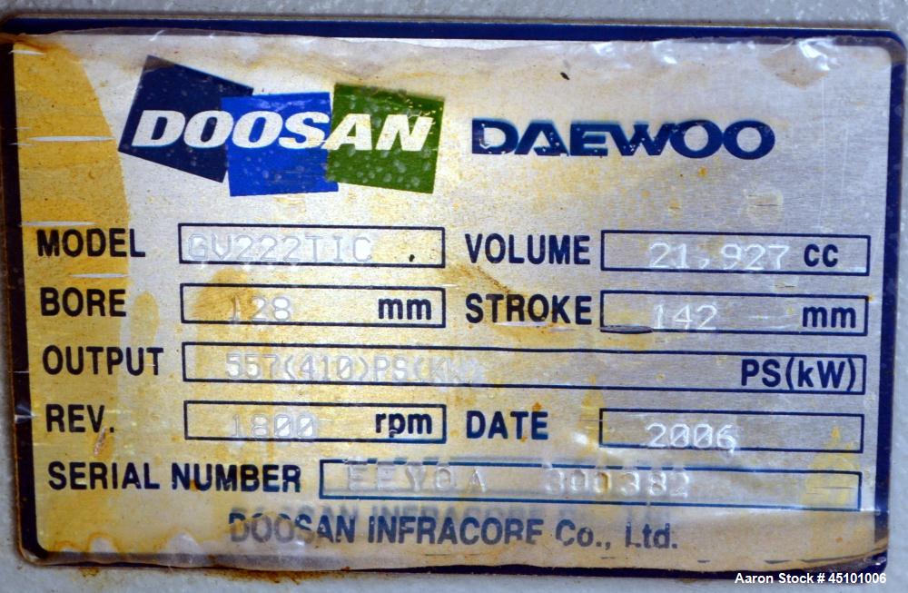 Used Doosan 400 kW Natural Gas Generator Set, Continuous Rated Packaged by Hess