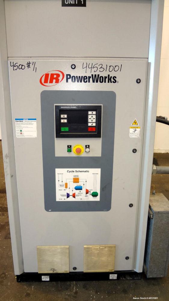 Used Ingersoll-Rand PowerWorks 70 kW Microturbine / Peak Shaving Natural Gas Generator Set, Model 70LM, Serial #PW00170D0102, 3/60/480V.  250 Amp mainline circuit breaker.  5412 Hours. Year 2001. Pat...