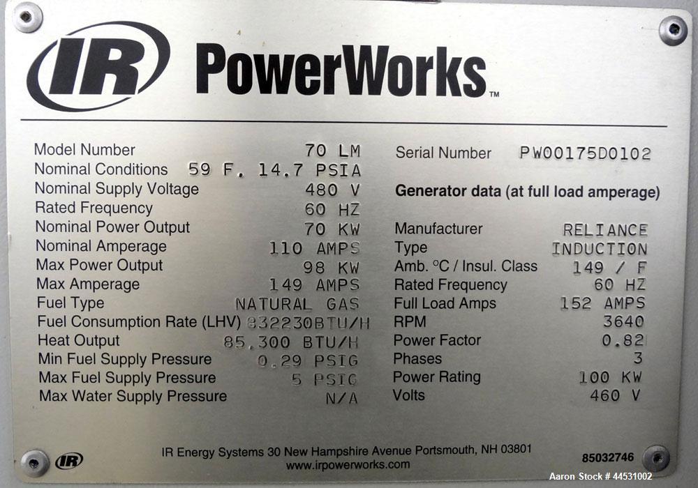 Used Ingersoll-Rand PowerWorks 70 kW microturbine natural gas generator, model