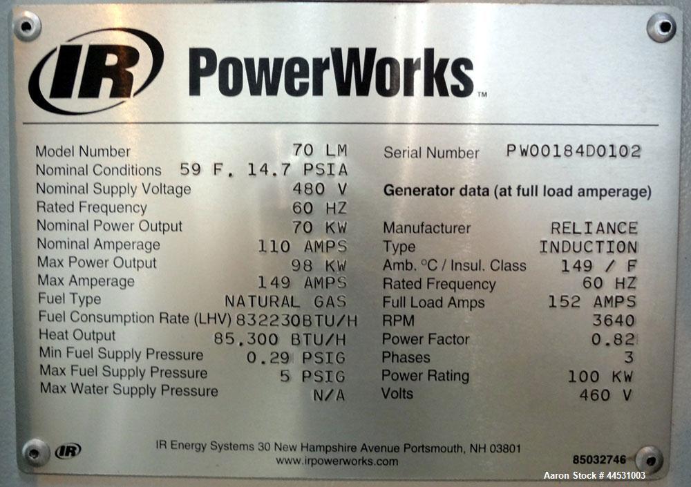 Used I-R PowerWorks 70 kW microturbine / natural gas generator, model 70LM.