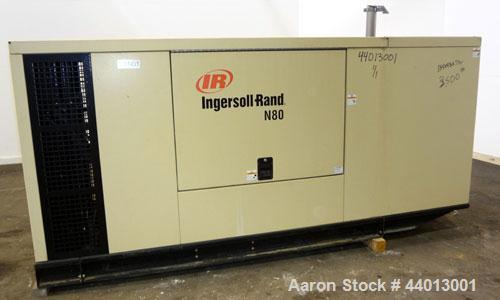 Used Ingersoll Rand 80 kW Standby (68 kW Prime) Natural Gas Generator Set. IR Model N80, Serial 350811UK0A41. GM Vortec 8.1L engine, serial 8.1L-08850. 3/60/277/480V. 150 Amp mainline circuit breaker...