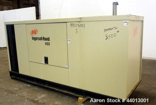 Used Ingersoll Rand 80 kW Standby (68 kW Prime) Natural Gas Generator Set. IR Model N80, Serial 350811UK0A41. GM Vortec 8.1L engine, serial 8.1L-08850. 3/60/277/480V. 150 Amp mainline circuit breaker...