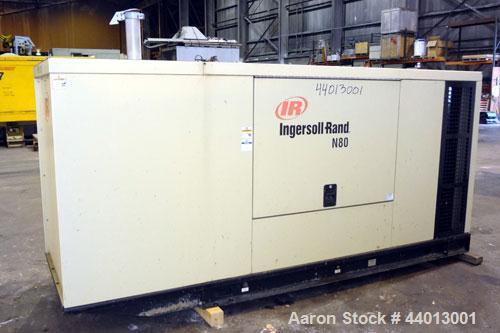 Used Ingersoll Rand 80 kW Standby (68 kW Prime) Natural Gas Generator Set. IR Model N80, Serial 350811UK0A41. GM Vortec 8.1L engine, serial 8.1L-08850. 3/60/277/480V. 150 Amp mainline circuit breaker...