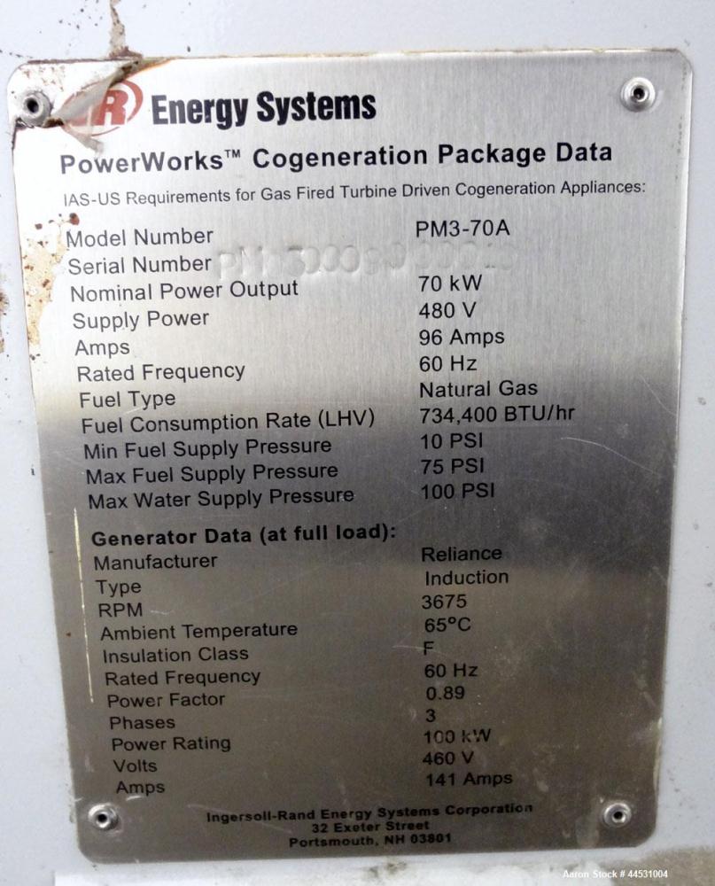Used Ingersoll-Rand PowerWorks 70 kW microturbine / natural gas generator, mode
