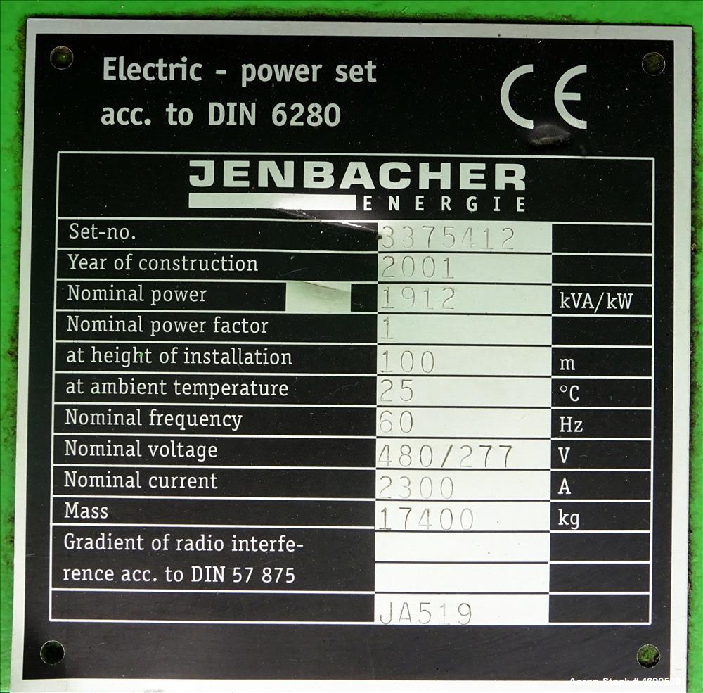Used Jenbacher 2000 kW natural gas generator. Jenbacher J616GS engine