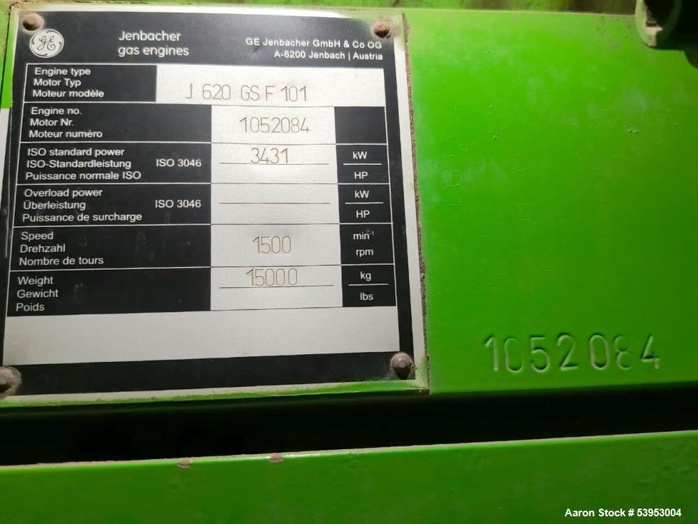 Used Jenbacher JGS 620F Generator System – 6.712 MW Total, 11kV, 20K/23K Hours, Natural Gas, 2012