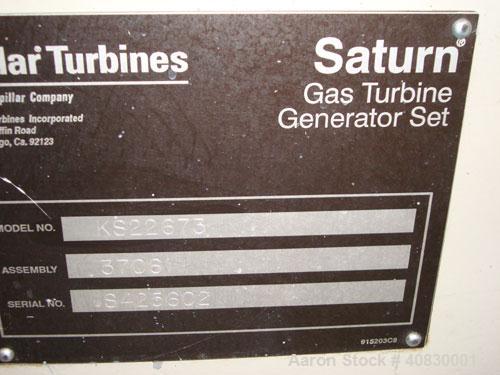 Used Solar/Saturn 1000 kW Gas Turbine Generator Set, Diesel Fueled, Model KS22673, Assembly 37061, Serial #8425602. 3/60/480V.  New engine installed 1998 with 616 actual hours, total set hours are 78...