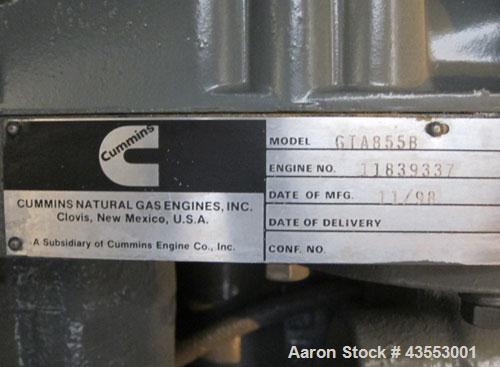 Used Katolight 250 kW Natural Gas Generator Set, model 250FR24, serial #8052011, Cummins model GTA855B engine rated 383 hp @ 1800 rpm, serial #11839337. 3/60/277/480V. 400 Amp main line circuit break...