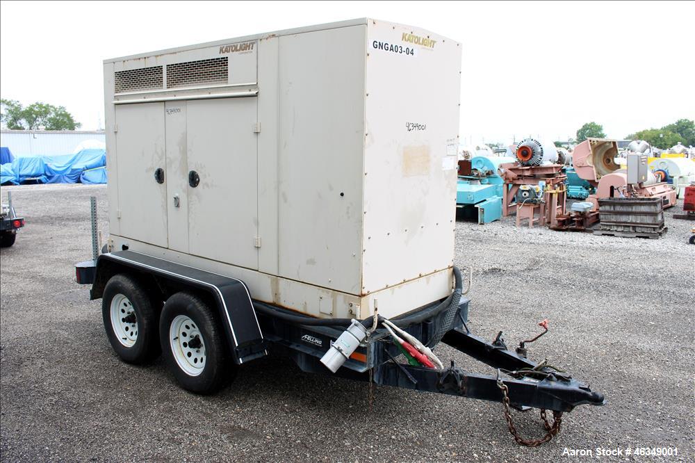 Used Katolight / John Deere 50 kW standby portable /trailered diesel generator set, model D50FGJ4, SN-105660111204. John Deere model 5030TF270 engine rated 80 HP at 1800 RPM, SN-PE5030T028692. 1/60/1...
