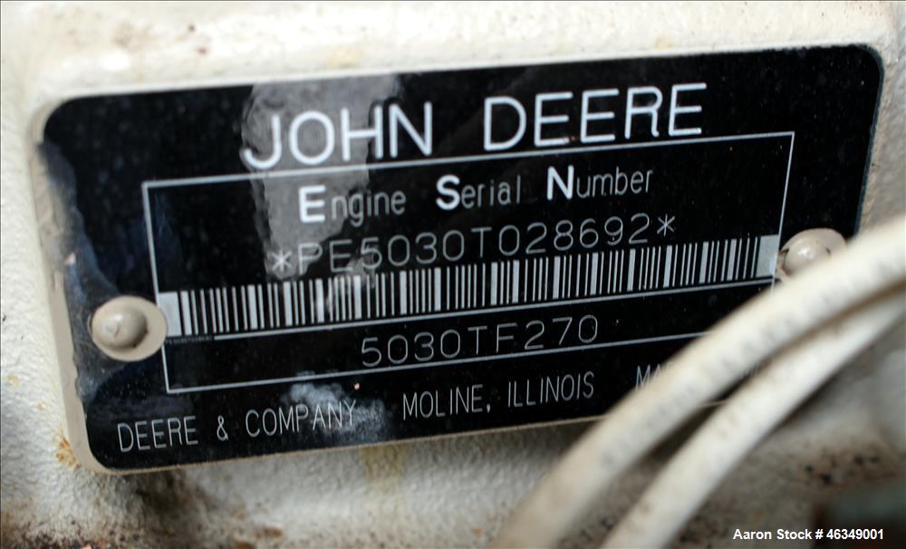 Used Katolight / John Deere 50 kW standby portable /trailered diesel generator set, model D50FGJ4, SN-105660111204. John Deere model 5030TF270 engine rated 80 HP at 1800 RPM, SN-PE5030T028692. 1/60/1...