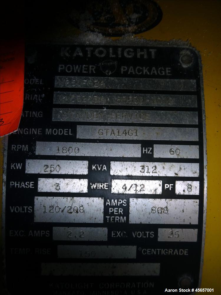 Used Katolight / Cummins 250 kW natural gas generator. Cummins GTA14G1 engine.