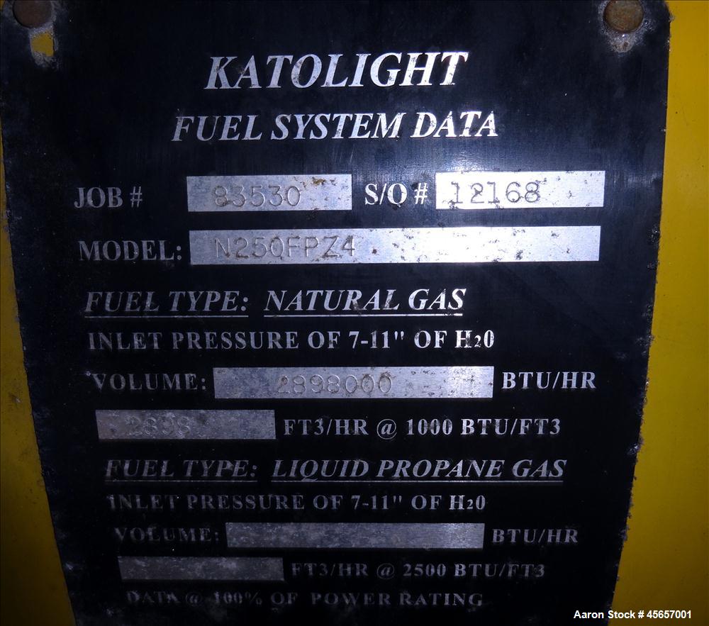 Used Katolight / Cummins 250 kW natural gas generator. Cummins GTA14G1 engine.