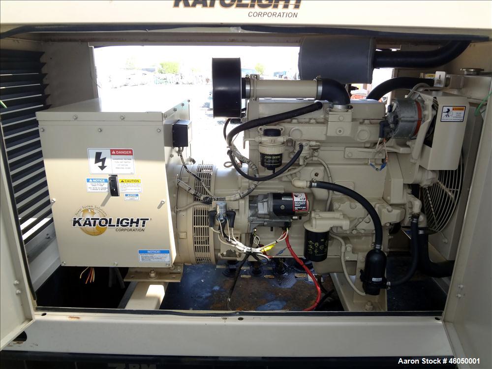 Used Katolight 40 kW standby diesel generator set, model SED40FGJ4, SN-104520-1204. John Deere 4045DF150 engine, SN-PE4045D415478. 1/60/120/240V, reconnectable to 3/60/208/240/277/480V. 175 Amp main-...